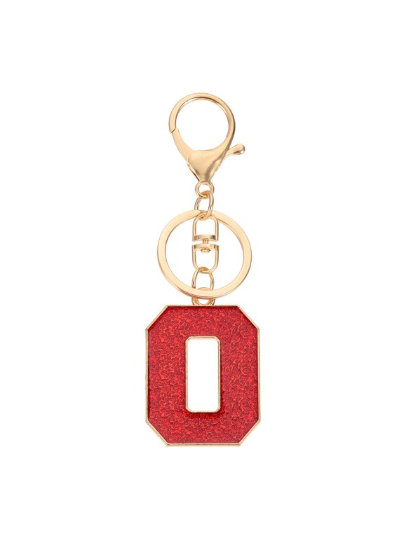 Initial Letter Keychain, A-Z Alphabet Keyring Letter O Metal Key Chain for Women Girls Keys Handbags, Red