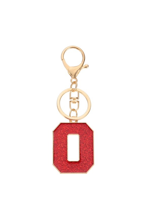 Initial Letter Keychain, A-Z Alphabet Keyring Letter O Metal Key Chain for Women Girls Keys Handbags, Red