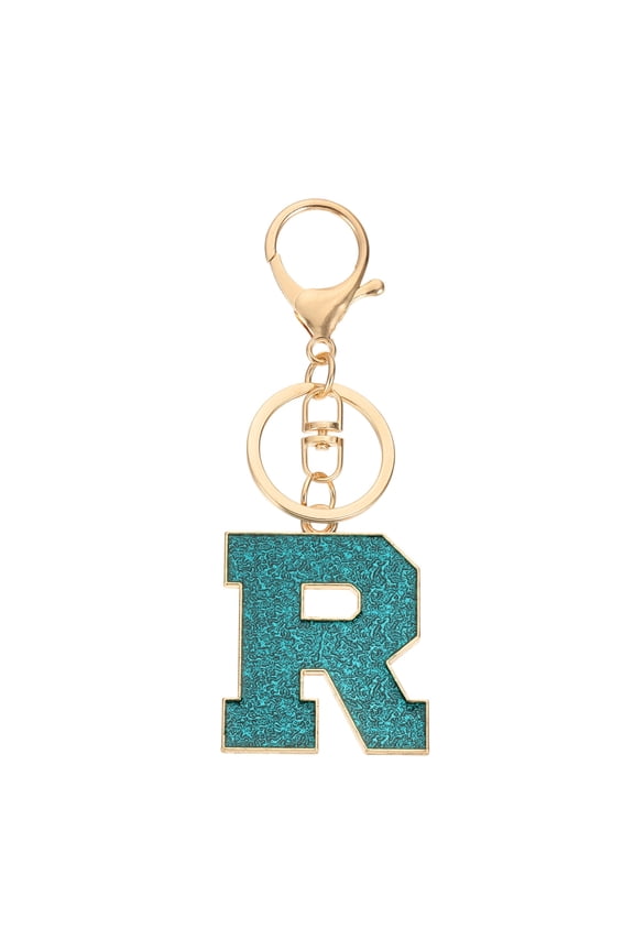 Initial Letter Keychain, A-Z Alphabet Keyring Letter R Metal Key Chain for Women Girls Keys Handbags, Blue