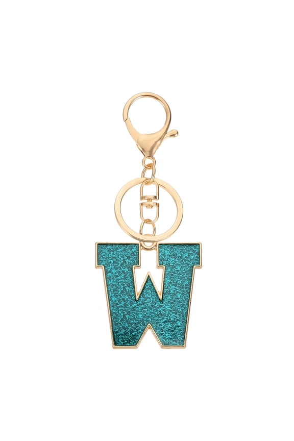 Initial Letter Keychain, A-Z Alphabet Keyring Letter W Metal Key Chain for Women Girls Keys Handbags, Blue