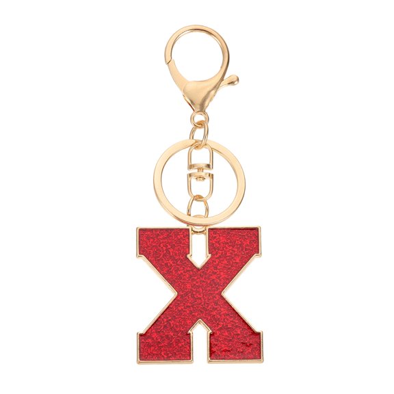Uxcell Initial Letter Keychain, A-Z Alphabet Keyring Letter X Metal Key Chain for Women Girls Keys Handbags, Red