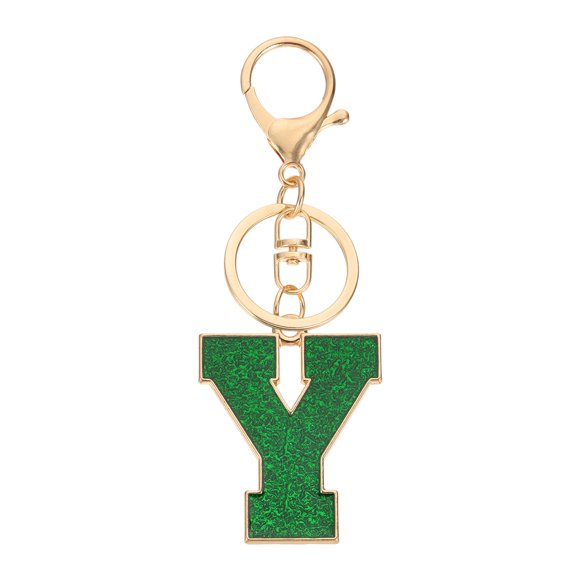 Uxcell Initial Letter Keychain, A-Z Alphabet Keyring Letter Y Metal Key Chain for Women Girls Keys Handbags, Green