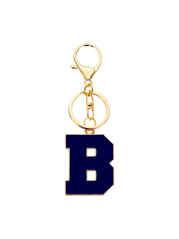 Initial Letter Keychain, Black A-Z Alphabet Keyring A-Z Letter, Personalized Metal Key Chain for Women Men Gift Purse Handbags Car Key Rings (B)