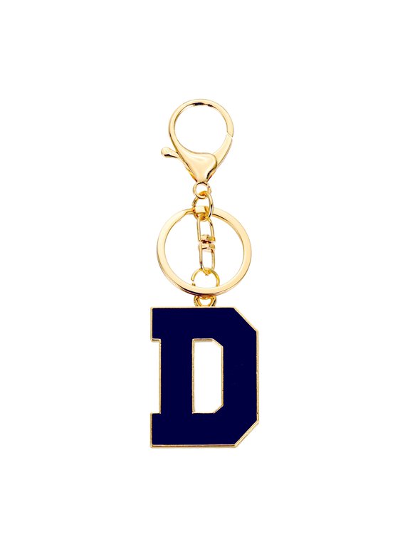 Initial Letter Keychain, Black A-Z Alphabet Keyring A-Z Letter, Personalized Metal Key Chain for Women Men Gift Purse Handbags Car Key Rings (D)