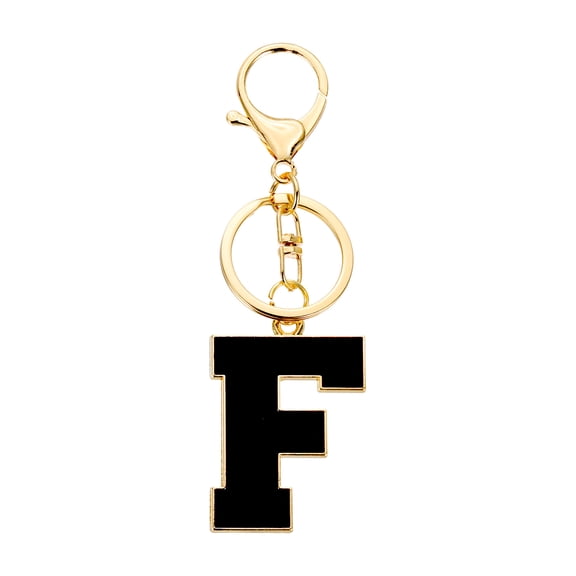 Uxcell Initial Letter Keychain, Black A-Z Alphabet Keyring A-Z Letter, Personalized Metal Key Chain for Women Men Gift Purse Handbags Car Key Rings (F)