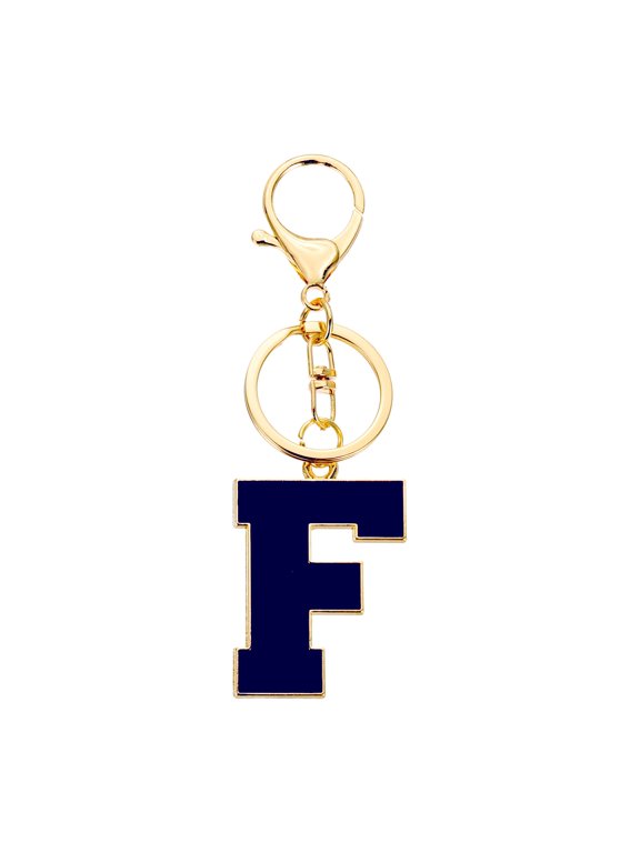 Initial Letter Keychain, Black A-Z Alphabet Keyring A-Z Letter, Personalized Metal Key Chain for Women Men Gift Purse Handbags Car Key Rings (F)