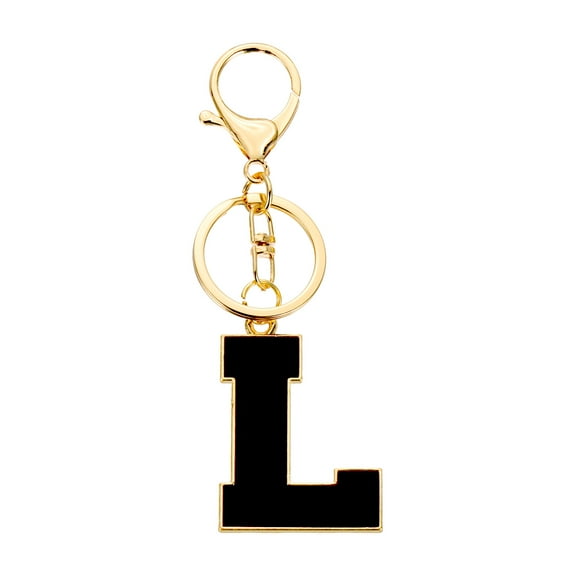 Uxcell Initial Letter Keychain, Black A-Z Alphabet Keyring A-Z Letter, Personalized Metal Key Chain for Women Men Gift Purse Handbags Car Key Rings (L)