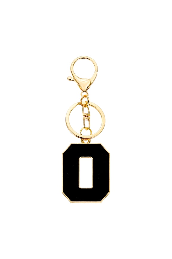 Initial Letter Keychain, Black A-Z Alphabet Keyring A-Z Letter, Personalized Metal Key Chain for Women Men Gift Purse Handbags Car Key Rings (O)