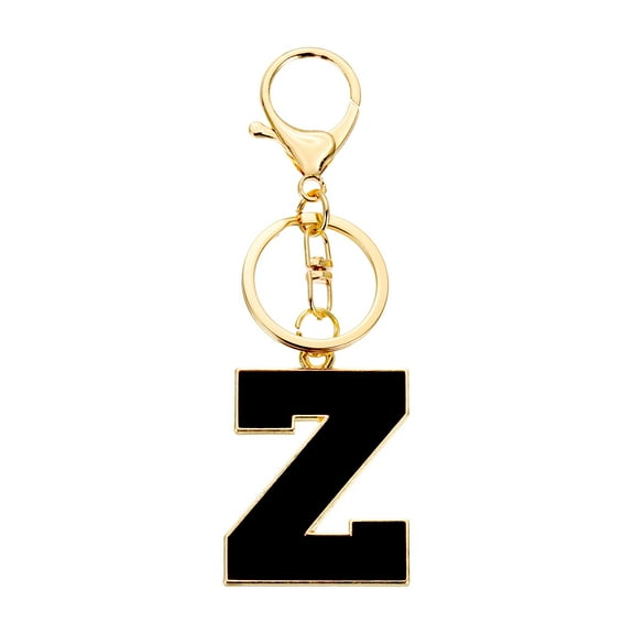 Uxcell Initial Letter Keychain, Black A-Z Alphabet Keyring A-Z Letter, Personalized Metal Key Chain for Women Men Gift Purse Handbags Car Key Rings (Z)