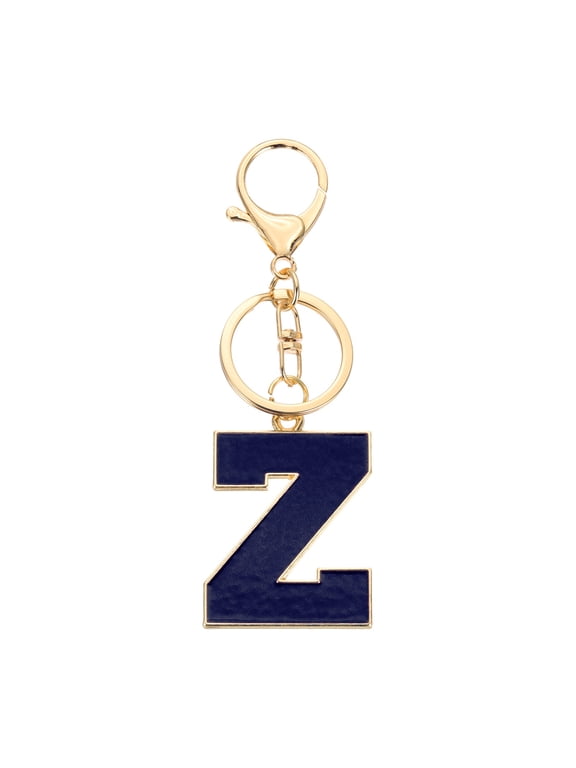 Initial Letter Keychain, Black A-Z Alphabet Keyring A-Z Letter, Personalized Metal Key Chain for Women Men Gift Purse Handbags Car Key Rings (Z)