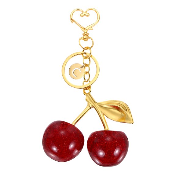 Uxcell Initial Letter Keychain, Cute Cherry Keychain Alphabet C Letter Charm (Red)