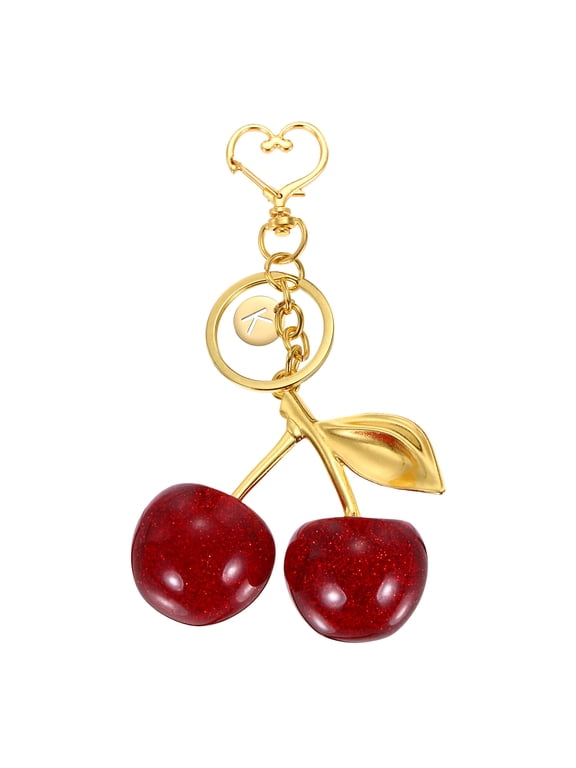 Initial Letter Keychain, Cute Cherry Keychain Alphabet K Letter Charm (Red)