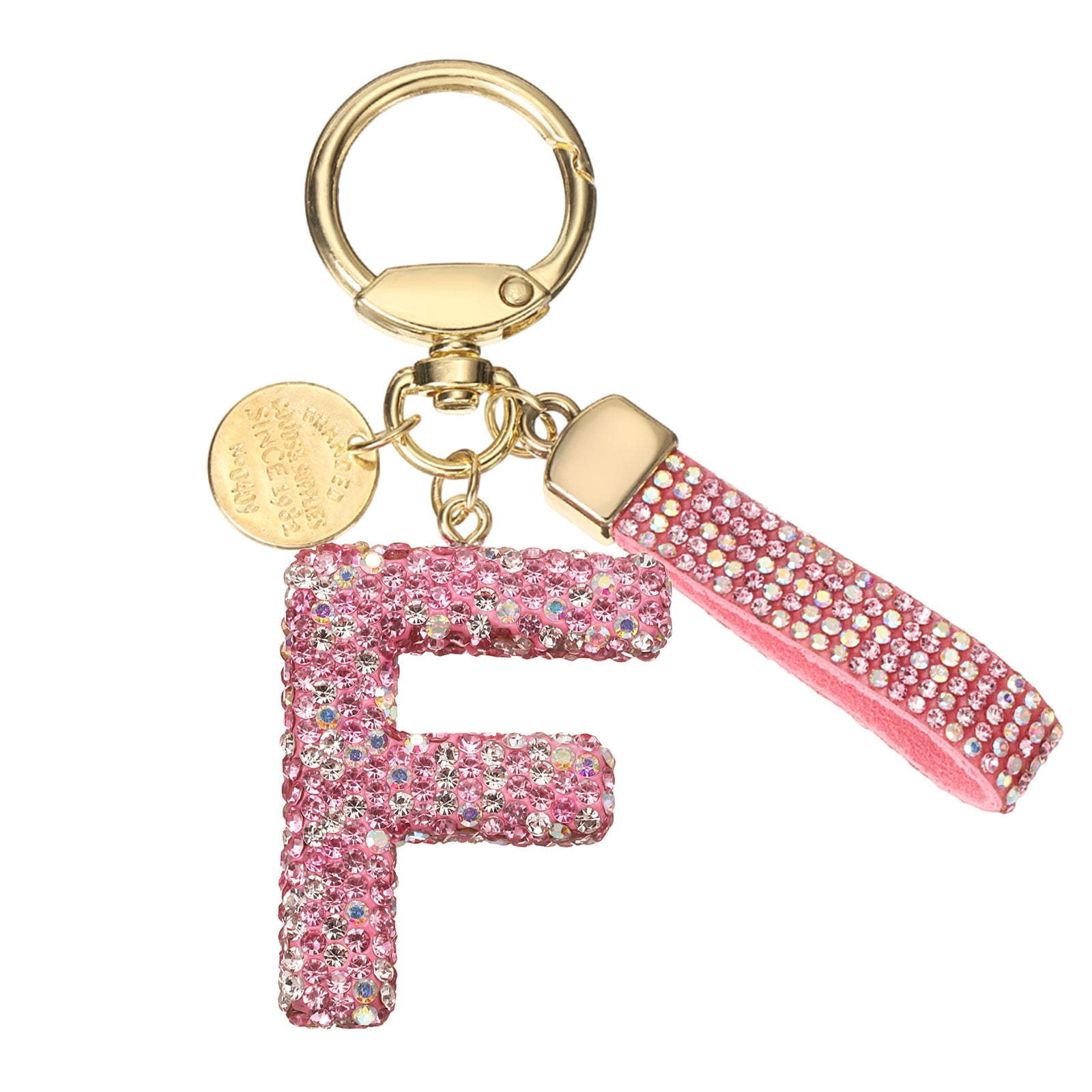 Uxcell Initial Letter Keychain Cute Letter-F Sparkly Rhinestone Key ...