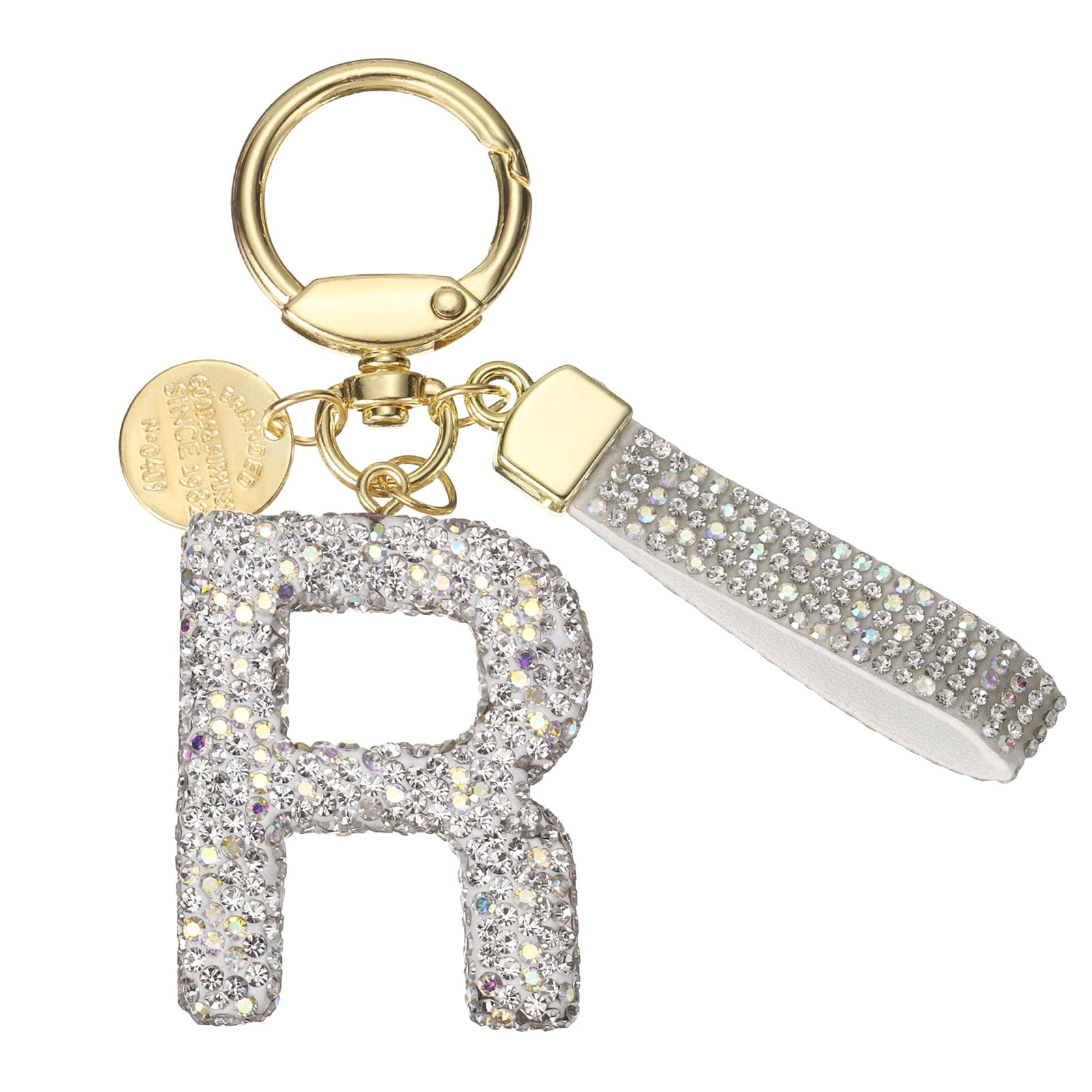 Uxcell Initial Letter Keychain Cute Letter-R Sparkly Rhinestone Key ...