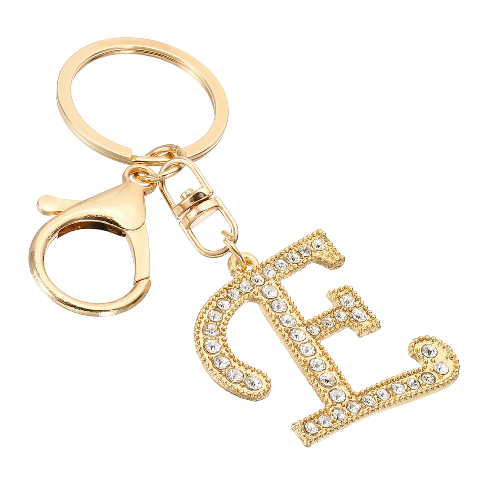 Uxcell Initial Letter Keychain, Letter E Charm with Crystal Diamonds ...
