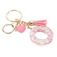 thumbnail image 1 of Uxcell Initial Letter Keychain, Letter O Heart Design Charm with Tassels Decorative Alphabet Pendants for Bag Backpack DIY Craft, Pink, 1 of 6