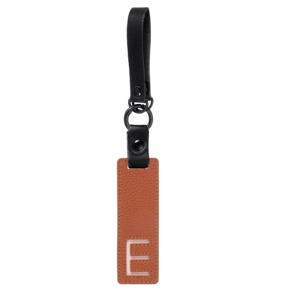 Uxcell Initial Letter Keychain, PU Leather Key Fob Cute Alphabet Keychain for Backpack Handbag Car Keys Brown Letter E