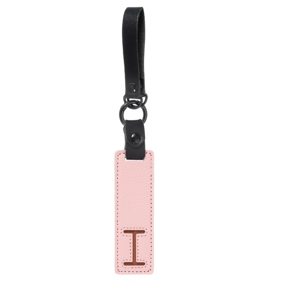 Uxcell Initial Letter Keychain, PU Leather Key Fob Cute Alphabet Keychain for Backpack Handbag Car Keys Pale Pink Letter I