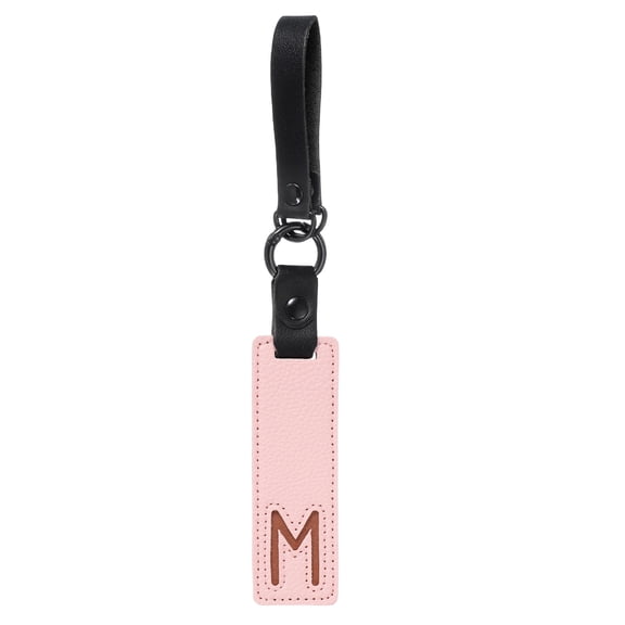 Uxcell Initial Letter Keychain, PU Leather Key Fob Cute Alphabet Keychain for Backpack Handbag Car Keys Pale Pink Letter M
