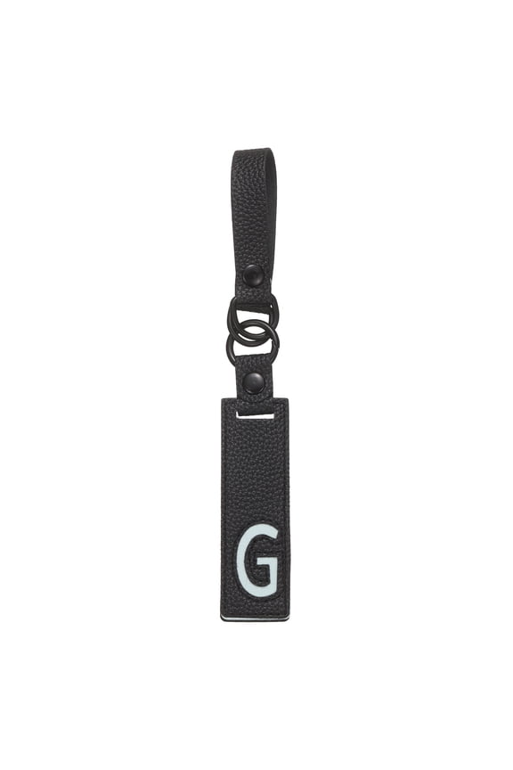 Initial Letter Keychain - PU Leather Two-tone Splicing Alphabet Women Key Chain for Bag Backpack Handbag Purse Car Keys, Black (Letter-G)