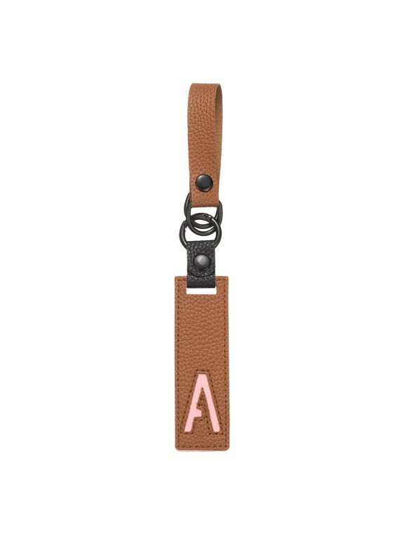 Initial Letter Keychain - PU Leather Two-tone Splicing Alphabet Women Key Chain for Bag Backpack Handbag Purse Car Keys, Brown (Letter-A)