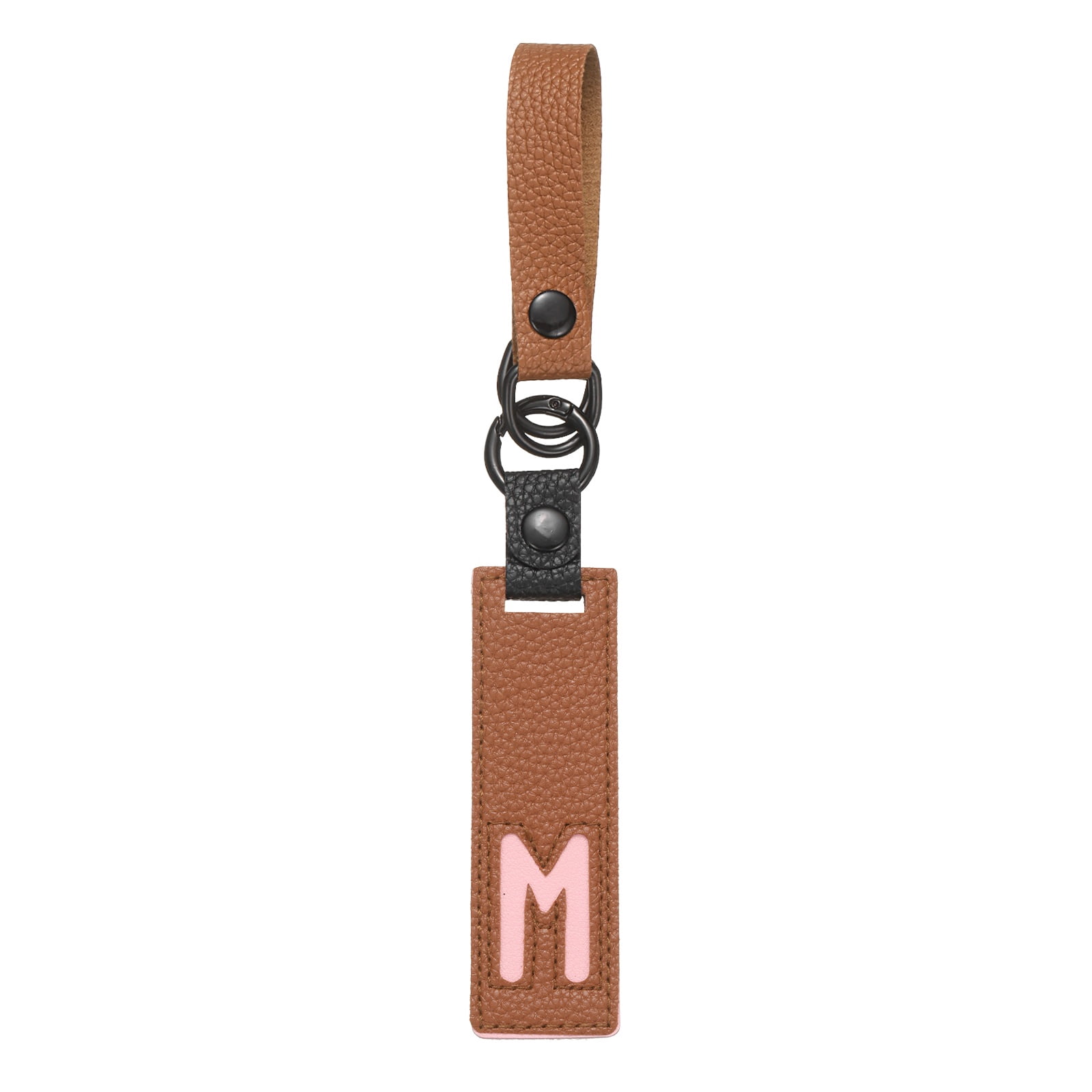 Uxcell Initial Letter Keychain - PU Leather Two-tone Splicing Alphabet ...