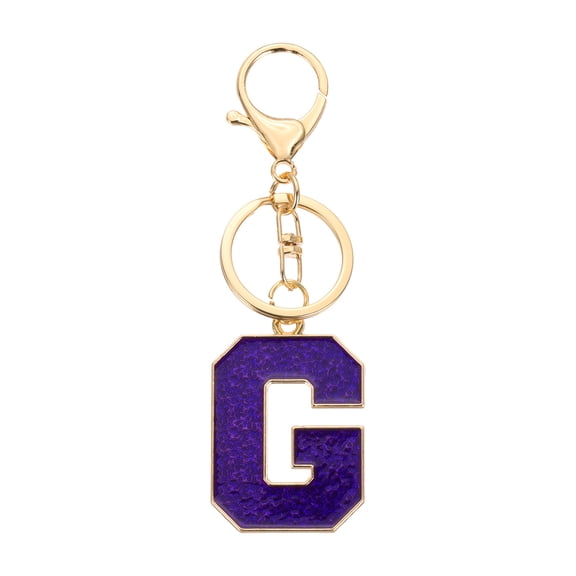 Uxcell Initial Letter Keychain, Purple A-Z Alphabet Keyring A-Z Letter, Personalized Metal Key Chain for Women Men Gift Purse Handbags Car Key Rings (G)
