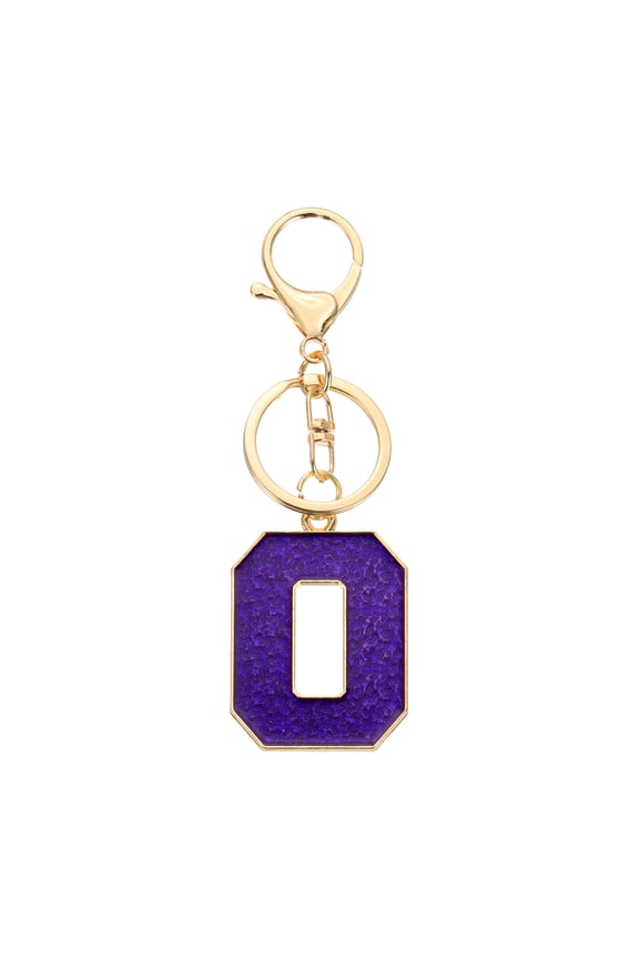 Initial Letter Keychain, Purple A-Z Alphabet Keyring A-Z Letter, Personalized Metal Key Chain for Women Men Gift Purse Handbags Car Key Rings (O)