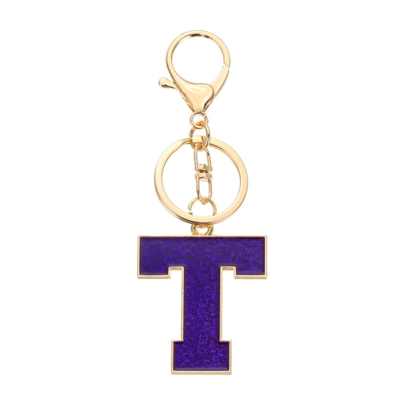 Uxcell Initial Letter Keychain, Purple A-Z Alphabet Keyring A-Z Letter, Personalized Metal Key Chain for Women Men Gift Purse Handbags Car Key Rings (T)