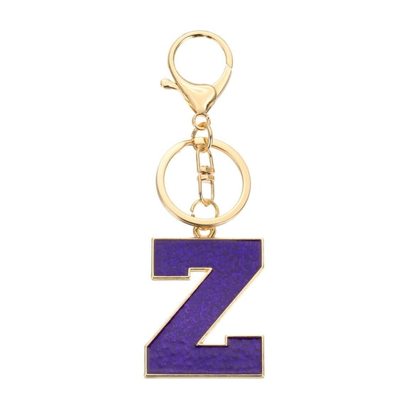 Uxcell Initial Letter Keychain, Purple A-Z Alphabet Keyring A-Z Letter, Personalized Metal Key Chain for Women Men Gift Purse Handbags Car Key Rings (Z)