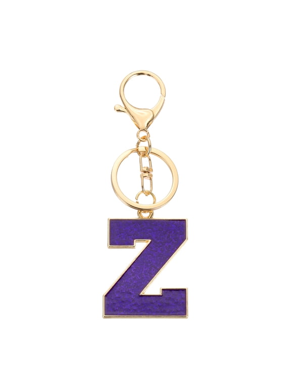 Initial Letter Keychain, Purple A-Z Alphabet Keyring A-Z Letter, Personalized Metal Key Chain for Women Men Gift Purse Handbags Car Key Rings (Z)