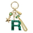 thumbnail image 1 of Uxcell Initial Letter Keychain for Women, Cute Letter Keychains Bling Heart Butterfly Star Charm Green Letter R, 1 of 7