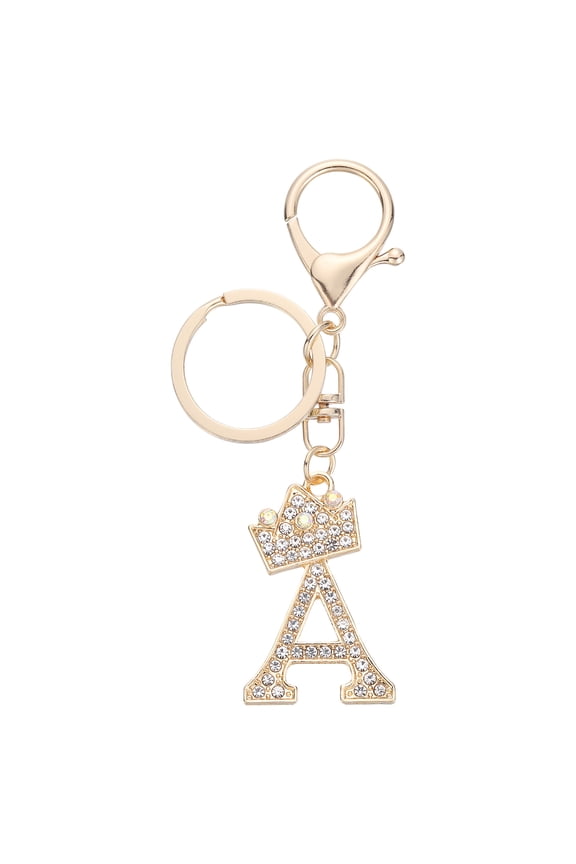 Initial Letter Keychains, Pendant Key Chain Keyring Bags Charm Backpack, Gold-A