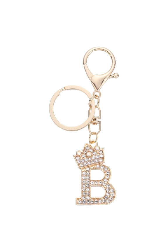 Initial Letter Keychains, Pendant Key Chain Keyring Bags Charm Backpack, Gold-B