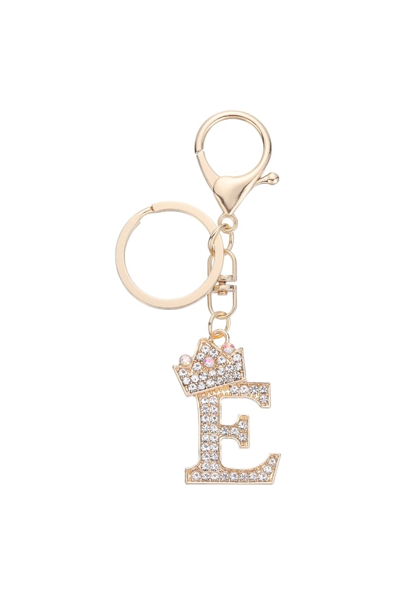 Initial Letter Keychains, Pendant Key Chain Keyring Bags Charm Backpack, Gold-E