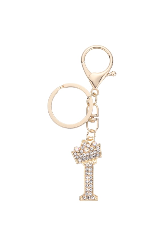 Initial Letter Keychains, Pendant Key Chain Keyring Bags Charm Backpack, Gold-I