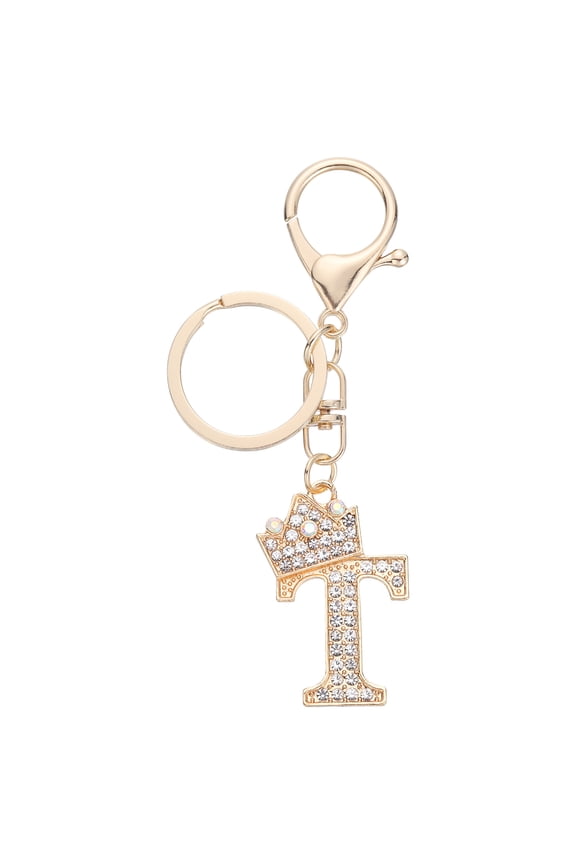 Initial Letter Keychains, Pendant Key Chain Keyring Bags Charm Backpack, Gold-T