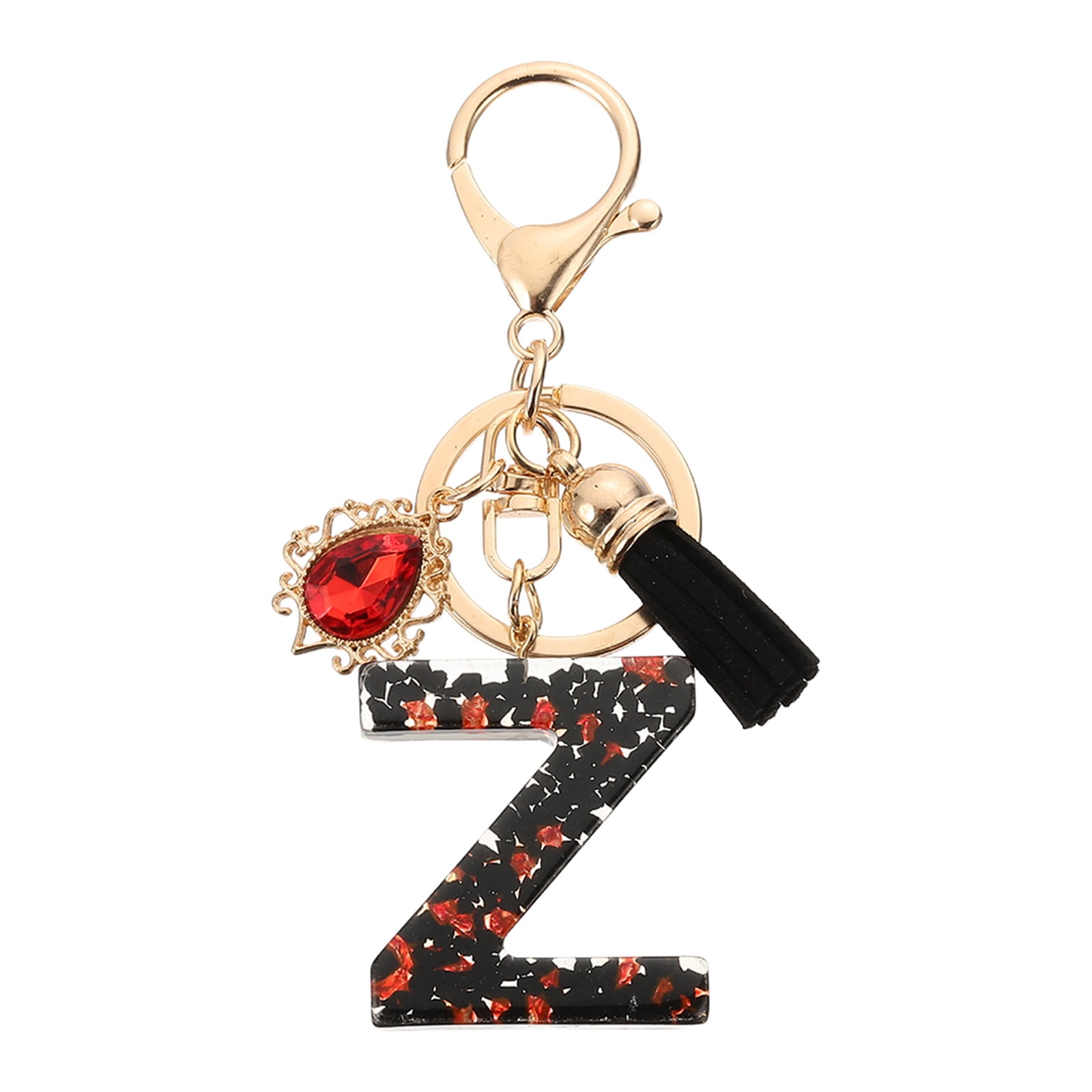 Uxcell Initial Letter Z Keychains, Resin Alphabet Key Ring with Tassel ...