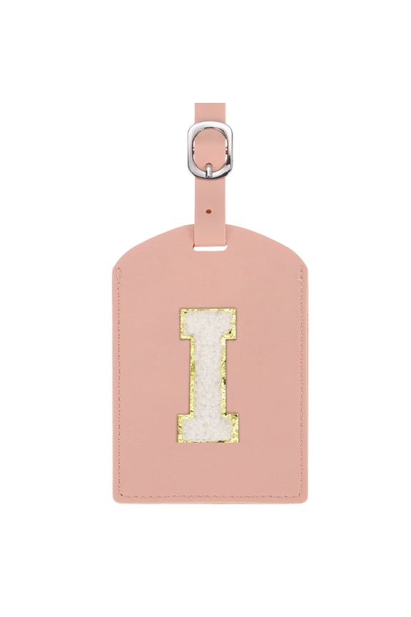 Initial Luggage Tag, PU Leather Embroidered Letter Luggage Tags Suitcases ID Bag Label Privacy Protection Travel Accessories for Suitcase Handbags Family Travel (Pink I)