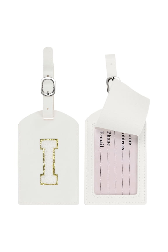 Initial Luggage Tags for Suitcases [2PCS] - Identifier Name Baggage Tag - [PU Leather - Letter I] Monogrammed