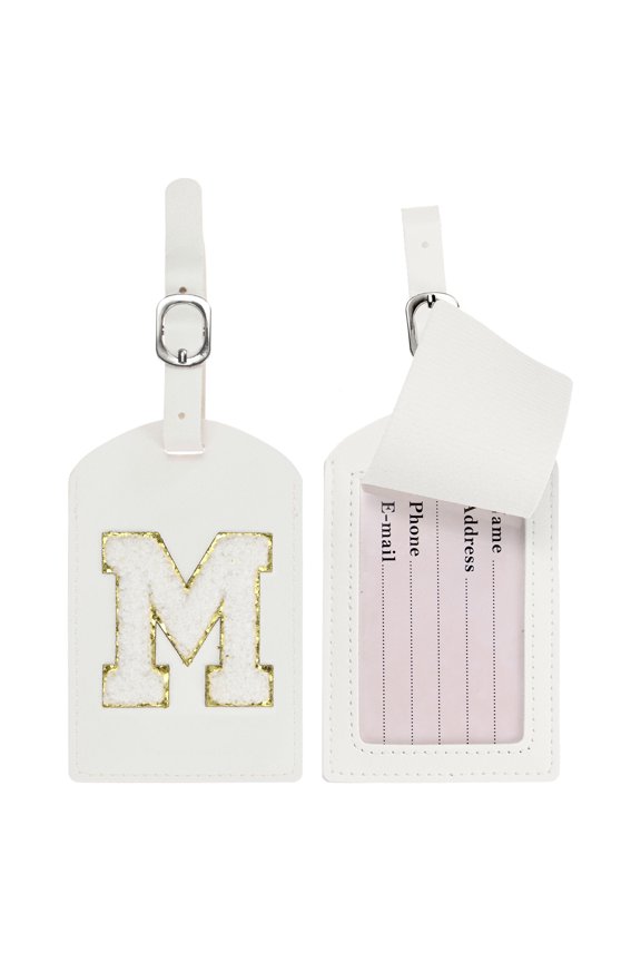 Initial Luggage Tags for Suitcases [2PCS] - Identifier Name Baggage Tag - [PU Leather - Letter M] Monogrammed
