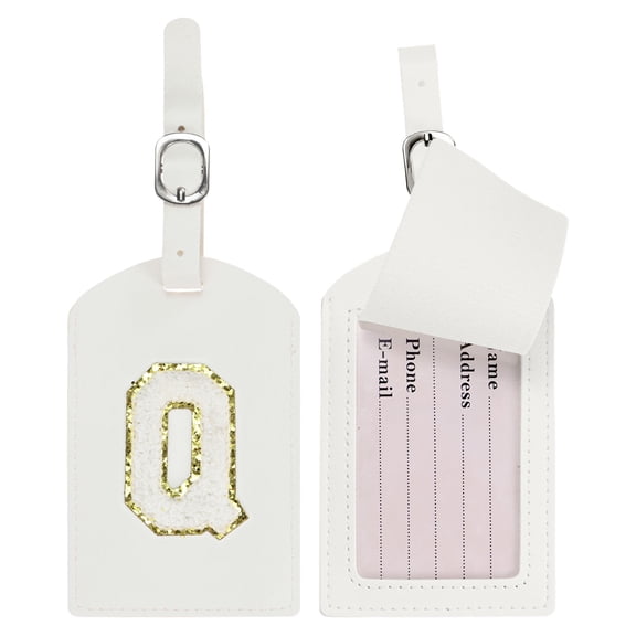 Uxcell Initial Luggage Tags for Suitcases [2PCS] - Identifier Name Baggage Tag - [PU Leather - Letter Q] Monogrammed