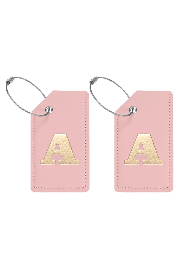 Initial Luggage Tags for Suitcases [2PCS] - Identifier Name Baggage Tag with Iron Loop - [PU Leather - Letter A]