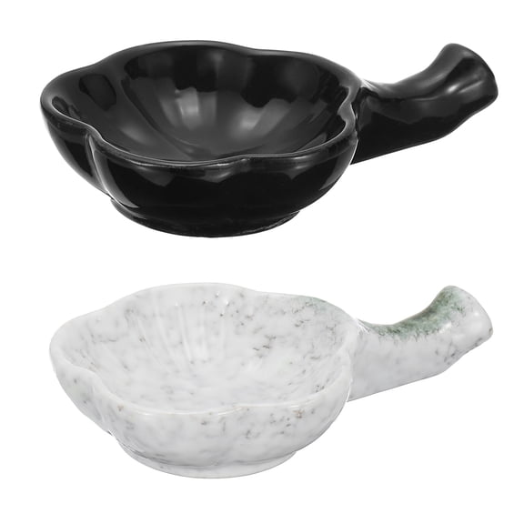 Uxcell Ink Dish Plate for Chinese Japanese Calligraphy, 2Pcs, Black and White Green