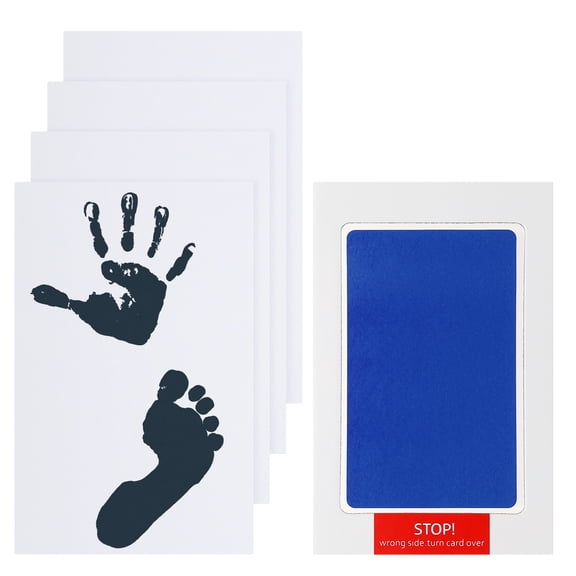 Uxcell Inkless Handprint and Footprint Kit, 3x5 Inch Mess Free Pet Paw Print Kit 1 Dark Blue Inkless Print Pads + 4 Imprint Cards Clean Touch Ink Pad for Keepsake Gift and Pets Imprint