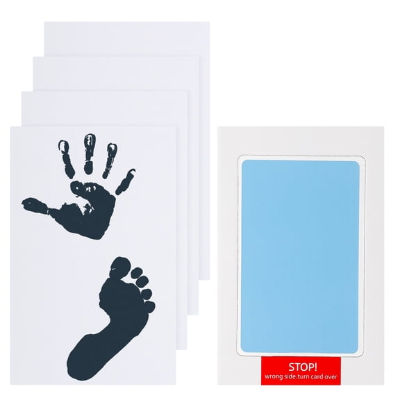 Uxcell Inkless Handprint and Footprint Kit, 3x5 Inch Mess Free Pet Paw Print Kit 1 Light Blue Inkless Print Pads + 4 Imprint Cards Clean Touch Ink Pad for Keepsake Gift and Pets Imprint