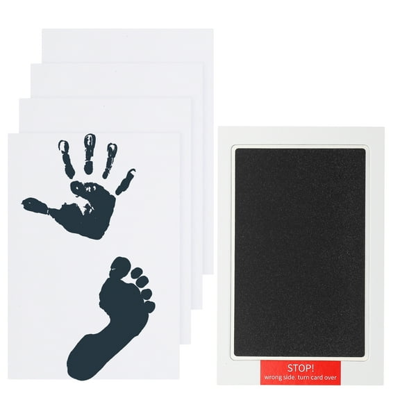 Uxcell Inkless Handprint and Footprint Kit, 4x7 Inch Mess Free Pet Paw Print Kit 1 Black Inkless Print Pads + 4 Imprint Cards Clean Touch Ink Pad for Keepsake Gift and Pets Imprint