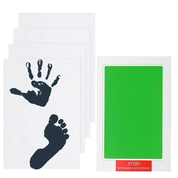 Uxcell Inkless Handprint and Footprint Kit, 4x7 Inch Mess Free Pet Paw Print Kit 1 Lake Green Inkless Print Pads + 4 Imprint Cards Clean Touch Ink Pad for Keepsake Gift and Pets Imprint
