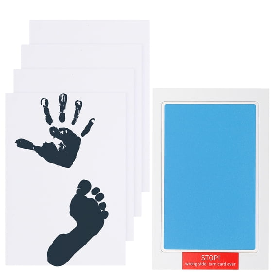 Uxcell Inkless Handprint and Footprint Kit, 4x7 Inch Mess Free Pet Paw Print Kit 1 Light Blue Inkless Print Pads + 4 Imprint Cards Clean Touch Ink Pad for Keepsake Gift and Pets Imprint