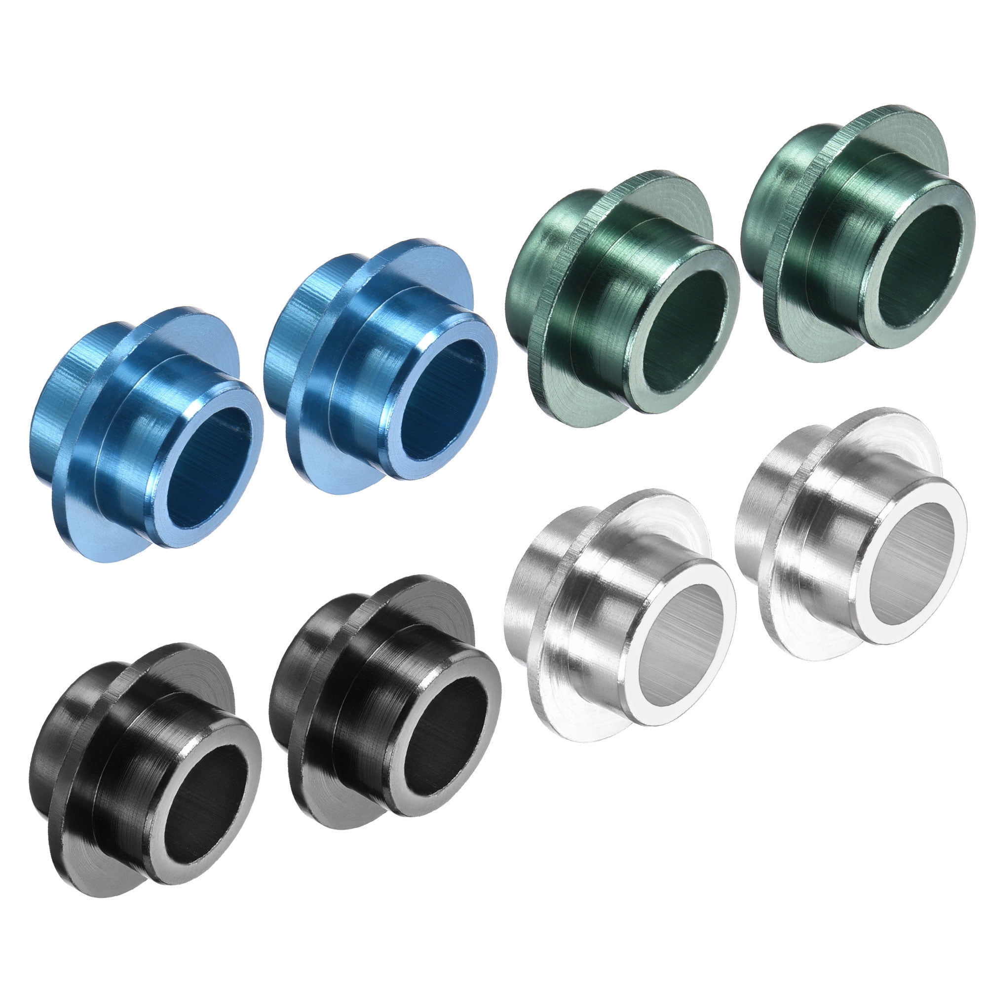 Uxcell Inline Axle Bushing Spacers Bearing Spacers Wheel Center Aluminum, Black Green Blue